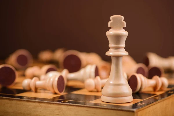 Wood Chess Pieces Board Game Brown Vintage Background — Stock Photo, Image