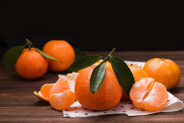 Fresh Orange Tangerine Wood Table Fruits Background — Stock Photo, Image