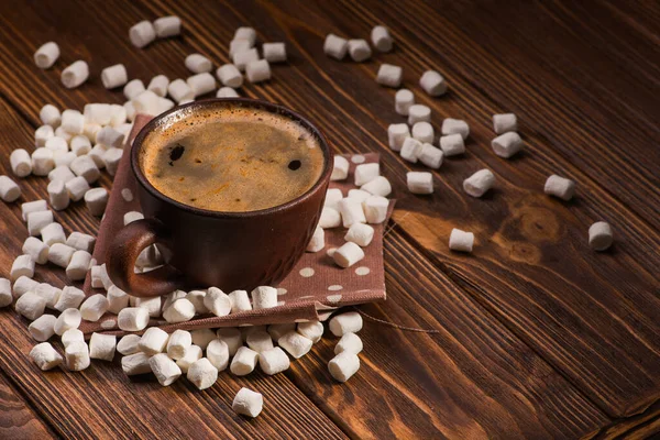 Tasse Café Vintage Avec Séchage Chaud Guimauve Savoureuse Grains Torréfiés — Photo