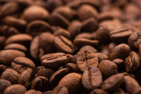 Primer Plano Granos Café Tostados Fondo — Foto de Stock