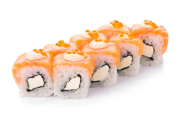 Sushi Rolls Isolated White Background Tasty Seafood — Stock Photo, Image