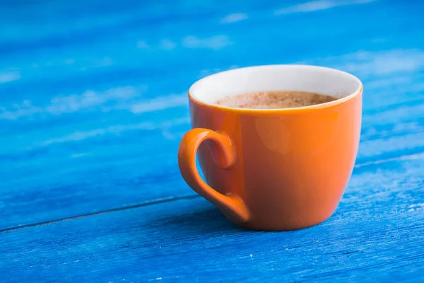 Апельсиновая Чашка Кофе Вкусный Завтрак Фон — стоковое фото
