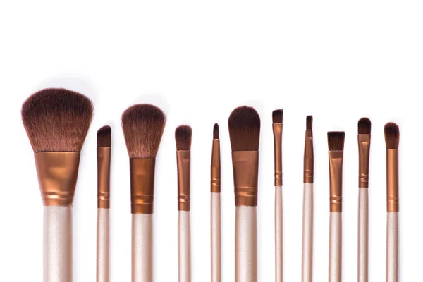 Set Kosmetisk Borste För Skönhet Makeup Isolerad Vit Bakgrund — Stockfoto