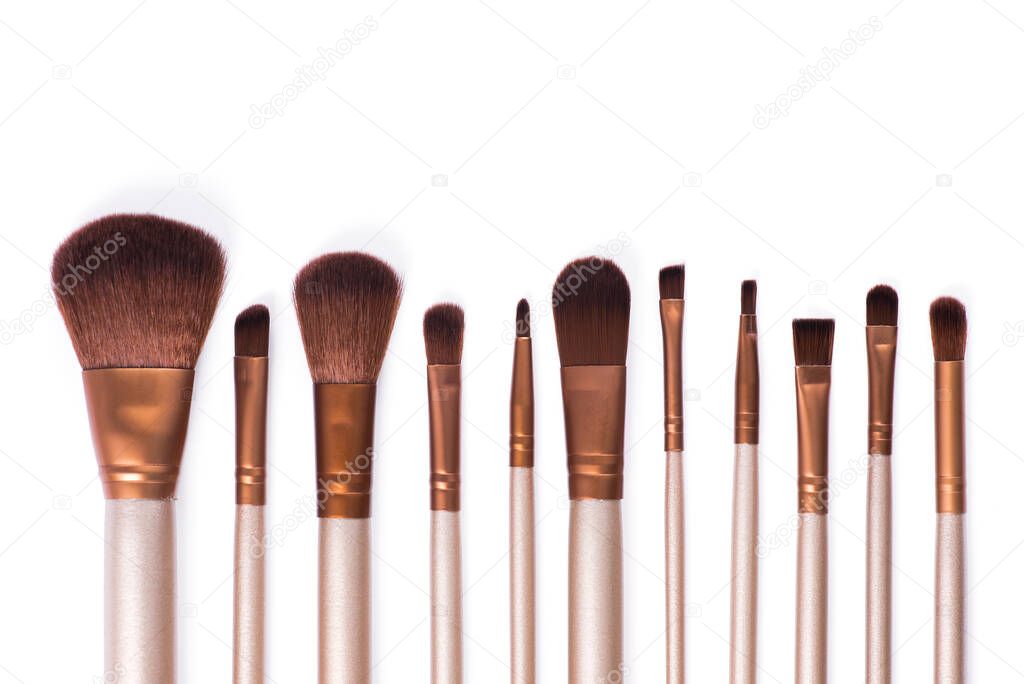 set cosmetic brush for beauty makeup isolated on white background