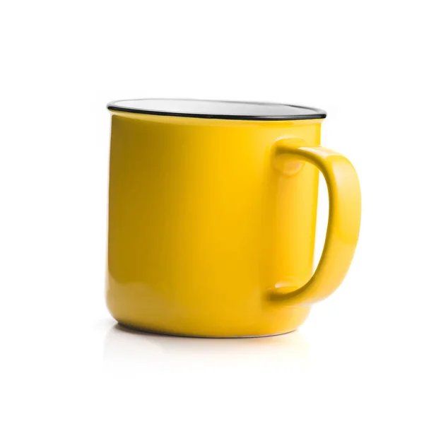 Tasse Café Jaune Vide Isolé Sur Fond Blanc — Photo