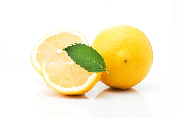 Citrus Fresh Lemon Fruit Isolated White Background — Stock Photo, Image