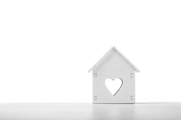 Ícone Modelo Casa Branca Com Símbolo Coração Isolado Fundo Branco — Fotografia de Stock