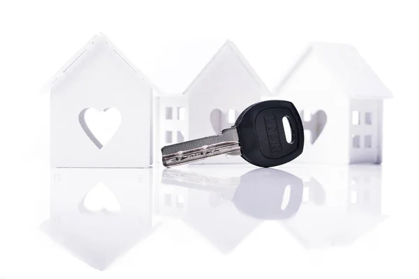 Metall Nyckel Från Huset Symbol Isolerad Vit Bakgrund — Stockfoto
