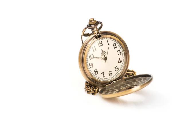 Gouden Retro Stopwatch Geïsoleerd Een Witte Achtergrond Stockfoto