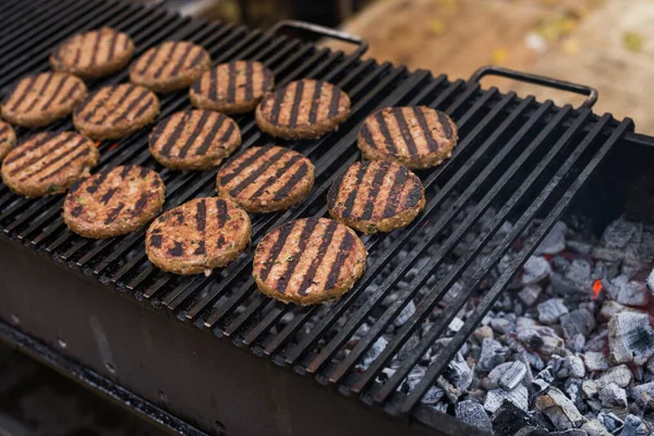 Cutlets Burger Fried Grill Street Food Festival — Stock Photo, Image