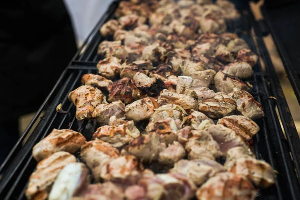 Delicioso Porco Shashlik Kebab Churrasco Rua — Fotografia de Stock