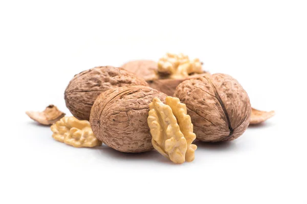 Close Walnuts Isolated White Background — Stock Photo, Image