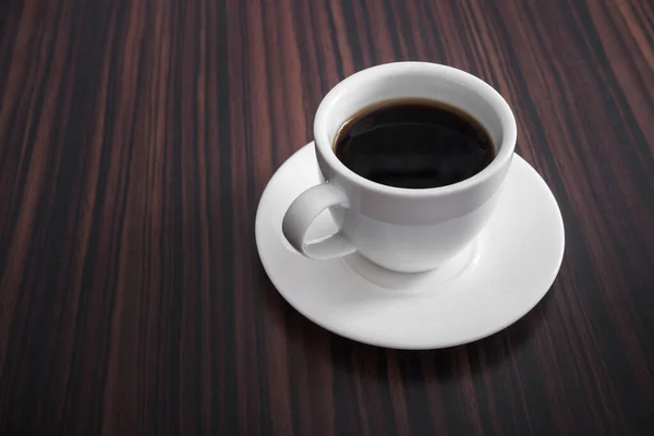 White Coffee Cup Black Drink Wooden Table — Stock Photo, Image