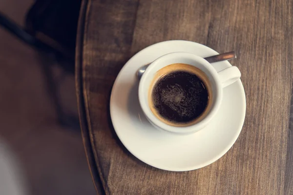 Tasse Café Sur Table Dans Café Boisson Fraîche Depuis Matin — Photo