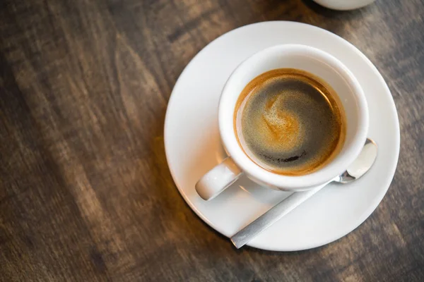 Tasse Café Sur Table Dans Café Boisson Fraîche Depuis Matin — Photo