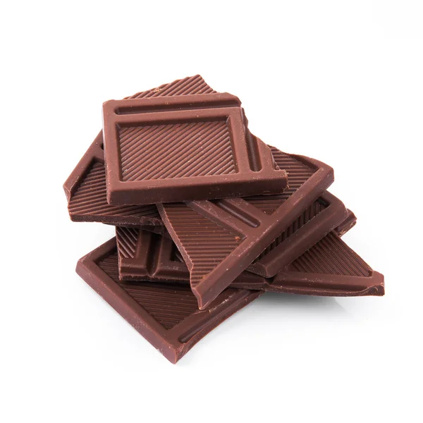 Savoureuses Barres Chocolat Isolées Sur Fond Blanc — Photo
