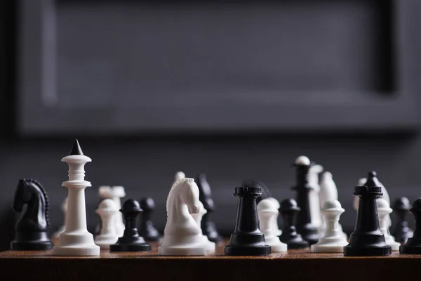 Set White Chess Wooden Surface — Stock Photo, Image