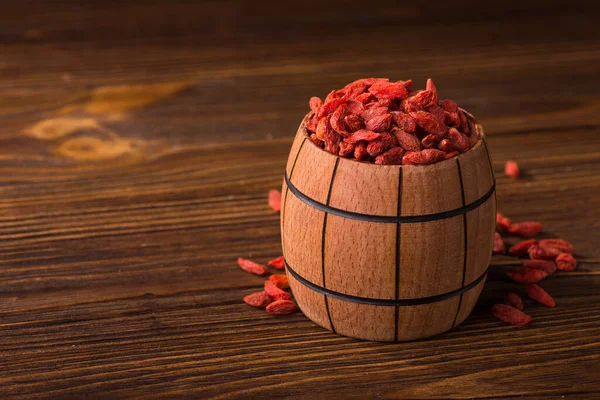 Красные Сушеные Ягоды Годжи Содержат Много Полезных Веществ Витаминов Минералов — стоковое фото