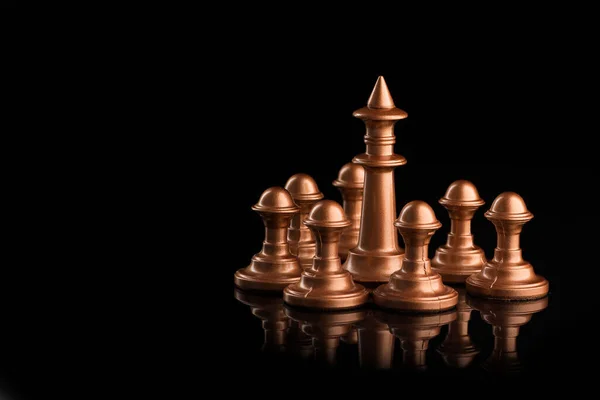 Golden Chess Figure Black Table Intellectual Game — Stock Photo, Image