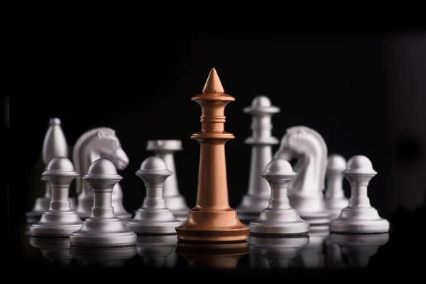 Unique Golden Chess King Background Opponent Black Background — Stock Photo, Image
