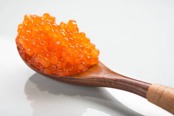 Red Caviar Spoon Isolated White Background Gourmet Seafood — Stock Photo, Image