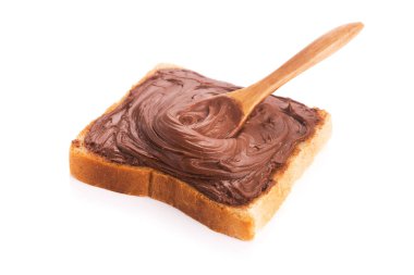 Beyaz arka planda izole edilmiş çikolatalı tost. yüksek kalorili yiyecekler