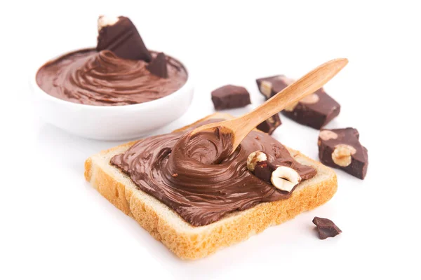 Тост Шоколадом Изолированы Белом Фоне Высококалорийная Пища — стоковое фото