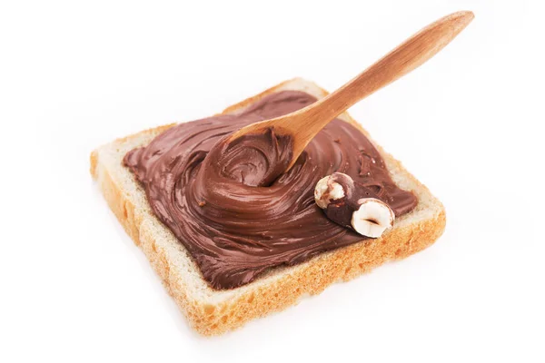 Toast with chocolate isolated on a white background. high-calorie food