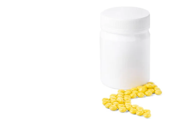 Gyógyszer Palack Tabletták Izolált Fehér Alapon — Stock Fotó