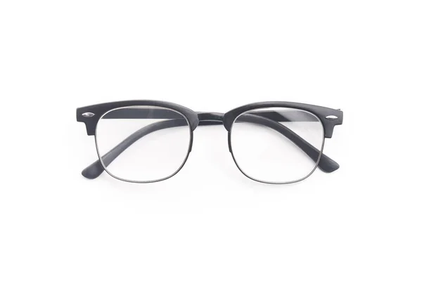 Eine Schwarze Brille Auf Weißem Hintergrund Verbesserungsvision Für Zubehör — Stockfoto