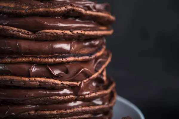 Frittelle Cioccolato Dolci Uno Sfondo Pietra Colazione Alto Contenuto Calorico — Foto Stock