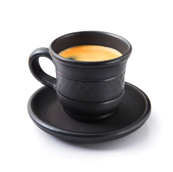 Espresso Káva Černém Šálku Izolované Bílém Pozadí — Stock fotografie