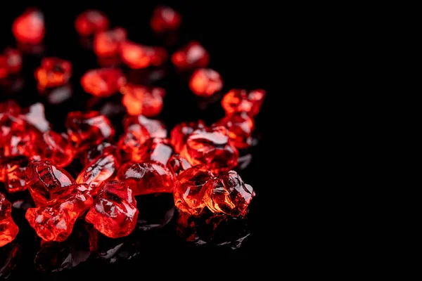 Closeup Red Gems Stone Garnet Isolated Black Background — Stock Photo, Image