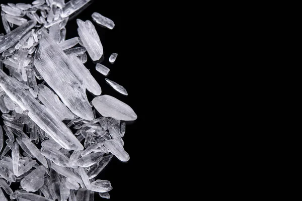 Ciężki Narkotyk Metamfetamina Kryształ Izoalowany Czarnym Tle Widok Góry — Zdjęcie stockowe