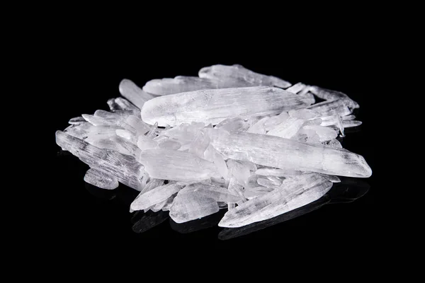 Nehéz Kábítószer Metamfetamin Kristály Izoalted Fekete Alapon — Stock Fotó