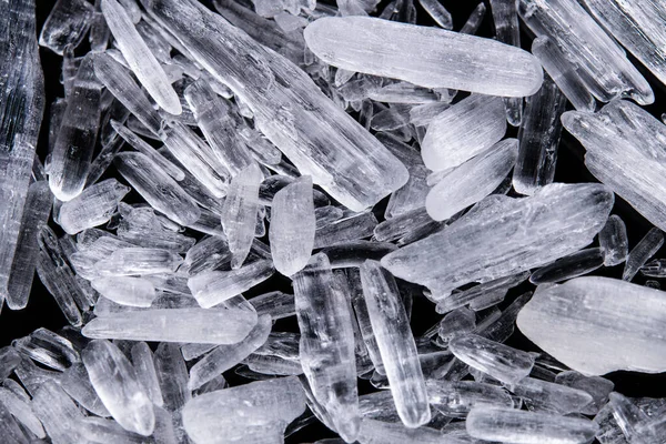 Ciężki Narkotyk Metamfetamina Kryształ Izoalowany Czarnym Tle Widok Góry — Zdjęcie stockowe