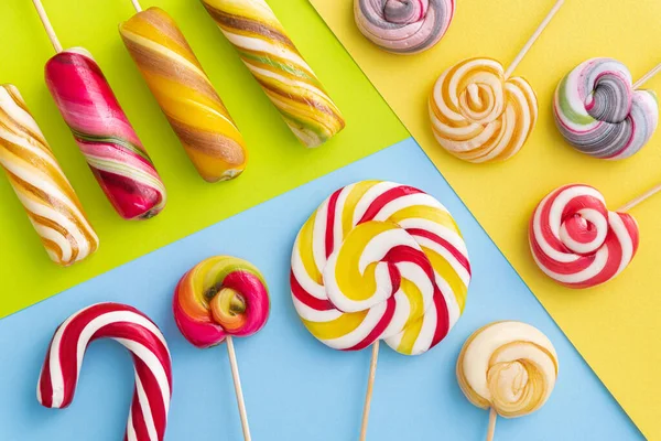 Lollypop Godis Trend Pastell Färger Pop Art Sommarmat För Barn — Stockfoto