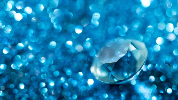 Closeup Cerulean Diamond Stone Abstract Bokeh Background Wide Format Panorama — Stock Photo, Image