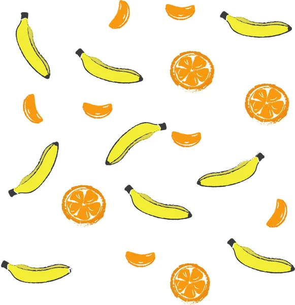 Fruta Comida Plátano Naranja Amarillo Fresco Vegetal Frutas Dieta Dulce — Archivo Imágenes Vectoriales