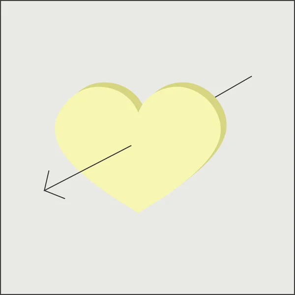 黄色の矢印の心愛 — ストックベクタ