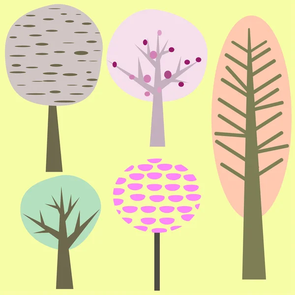 Stromy Větve Listy Keřů — Stockový vektor