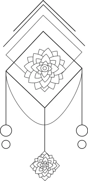 Цветок Линии Квадрат Круг — стоковый вектор