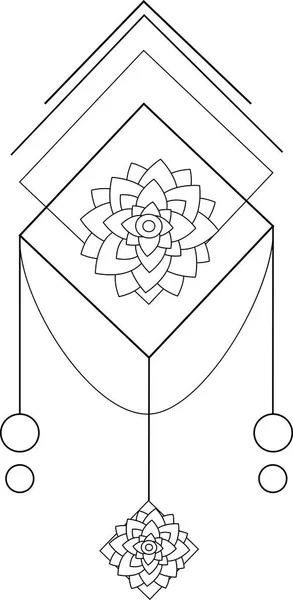 Fiore Linee Quadrato Cerchio Astratto — Vettoriale Stock