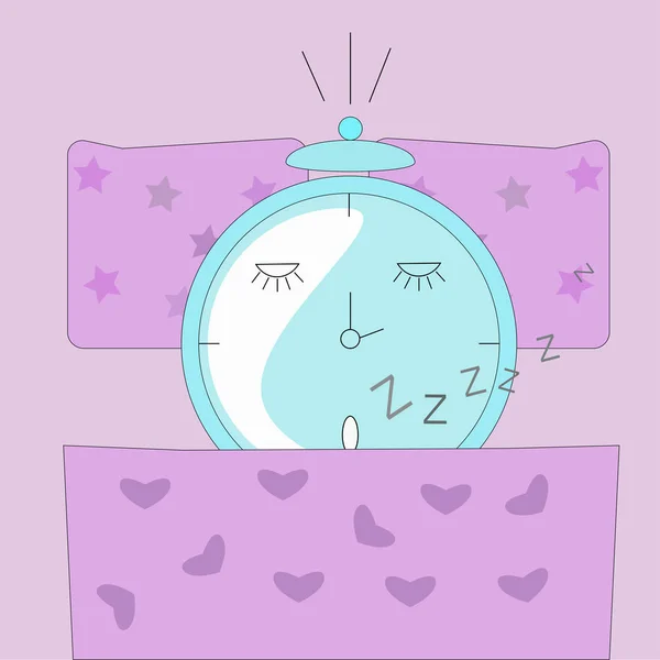 Clock Sleep Heart Stars Blanket Pillow — Stock Vector