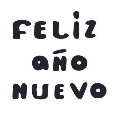 Mutlu yeni yıl fırça yazı, açık renkli izole ver. Vektör çizim. İspanyolca dil