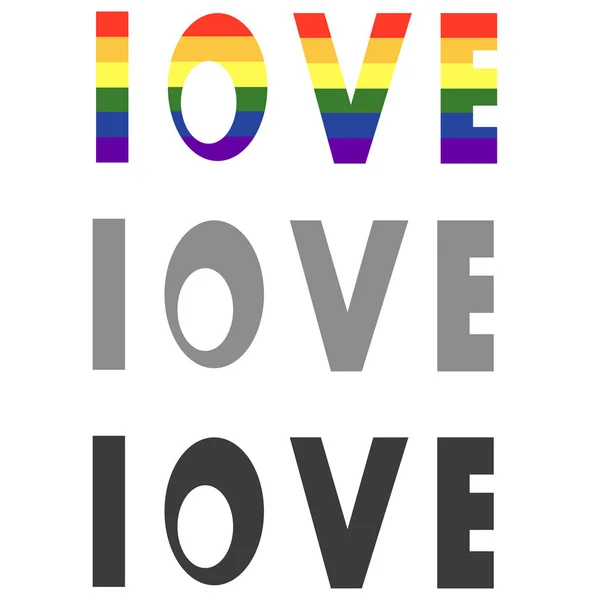 Inscripción de amor, lgbt, arco iris, bandera de orgullo, amor — Vector de stock