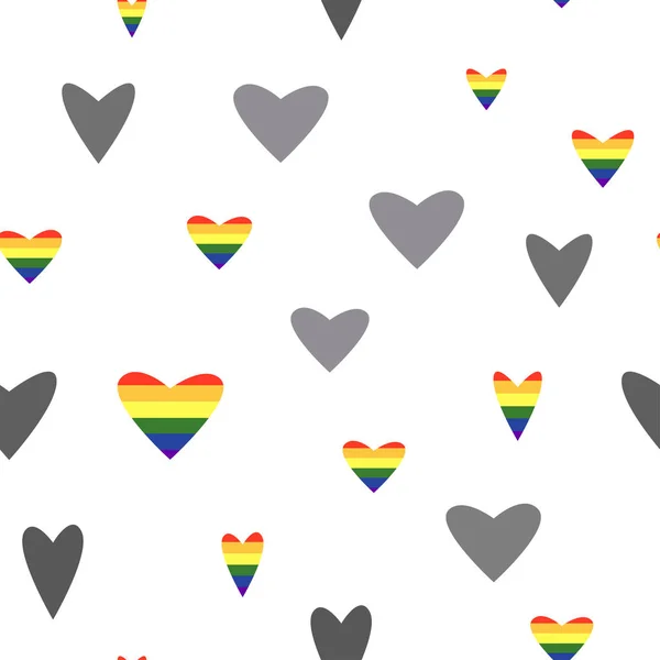 Muster aus bunten Herzen, lgbt, Regenbogen, Liebe — Stockvektor