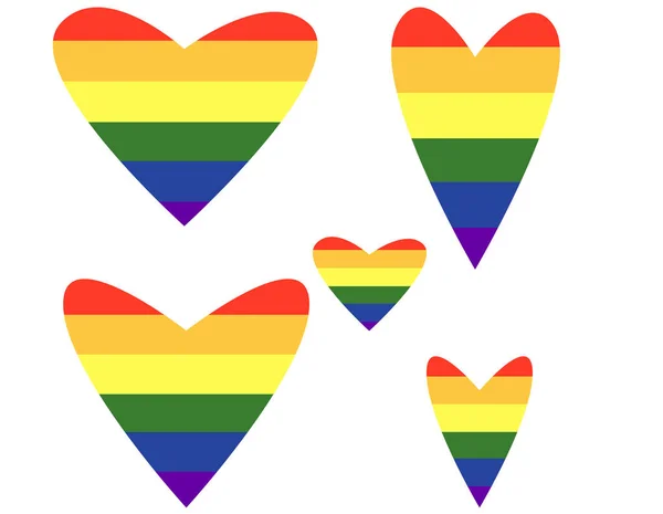 Set di cuori colorati, amore, elemento, arcobaleno — Vettoriale Stock