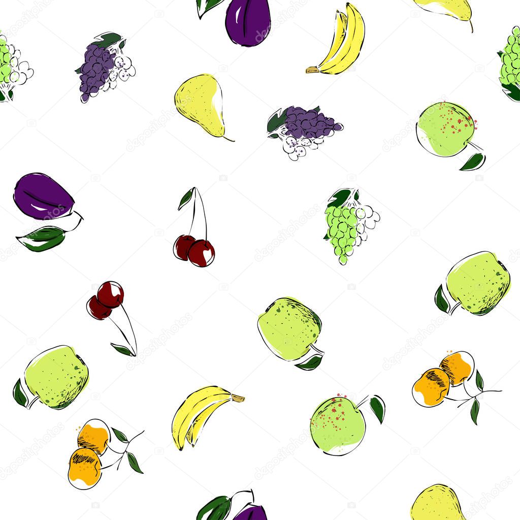 apple, banana, pear, grape, cherry, food, healthy, strawberry