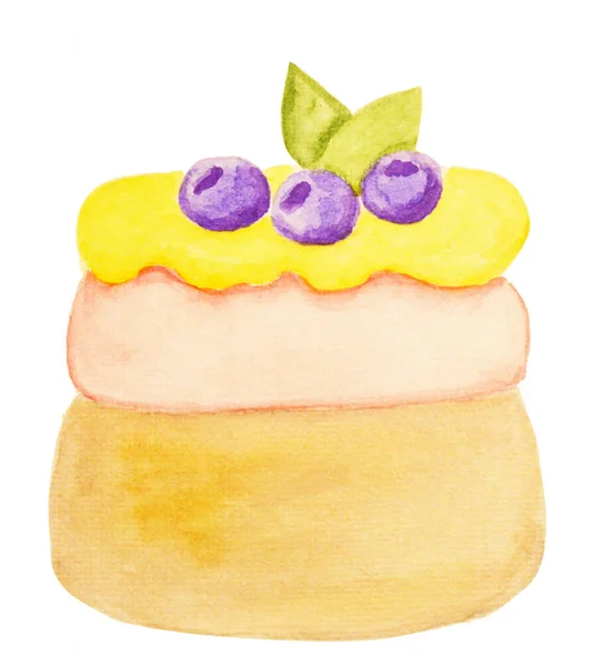 装饰糖果甜点与小皮海绵蛋糕和水果 — 图库照片